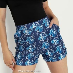 NWT Blackmilk Blue Link & Zelda High Waisted Cuffed Shorts Large